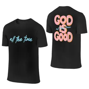Oversized Crew Neck Tee, Double Sided "all the time" Front and "GOD IS GOOD" Back Graphic T-Shirt, Aesthetic Christian Womens Summer Tops