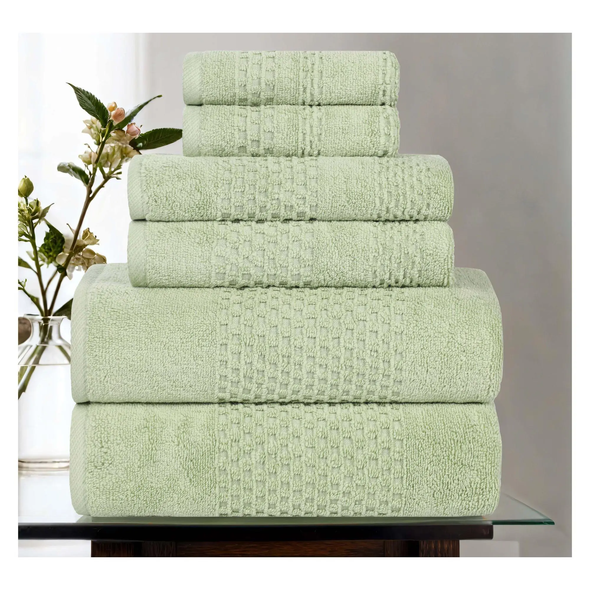 Superior 6-Piece Playa Zero Twist Cotton SolidTowel Set Superior 6-Piece Playa Zero Twist Cotton SolidTowel Set
