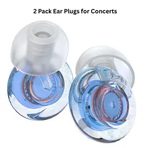 Ear Plugs for Concerts, 2 Pack High Fidelity Ear Plugs, Reusable Silicone Earplugs for Concert, Rave, Work, Musicians, 5 Pair Ear Tips, 18-25 dB Concert Ear Plugs for Noise Cancelling