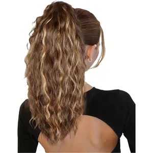 Long Ponytail Extension 18 Inch Claw Clip Hair Extension Curly Wavy Jaw Clip in Pony Tails Hairpiece Natural Synthetic Hair Piece for Women Girls Party Daily Use