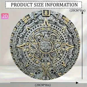 Aztec Calendar Aluminum Sign Wall Art Retro Metal Decor For Home Garden Bar Cafe Office 7.87x7.87 Inch Artistic Wall Hanging