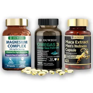 Duwzgu Magnesium Complex Omega-3 Deep Sea Fish Oil and Maca Extract Capsules 3 in 1 Set for Energy and Mem ory  Edible Supplement Dietary  Healthcare