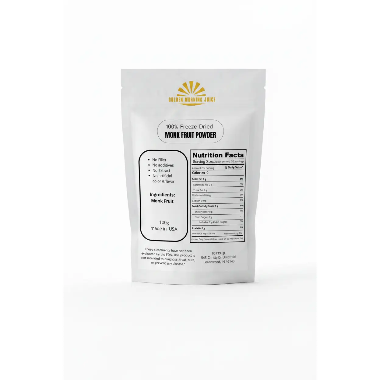 100% Freeze-Dried Monk Fruit Powder
