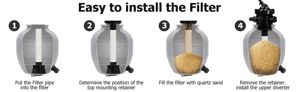 GARVEE 13" Sand Filter Pump - 2Lb Filter Ball, 3434GPH 3/4HP Pool Sand Filter for Above Ground and Inground Pool Up to 8500 Gallons,with 6-Way Multi-Port Valve & Strainer Basket Easy Installation