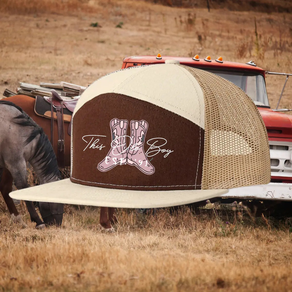 Coffee/Cream Knock'n Boots 7-Panel Snap Back Hat