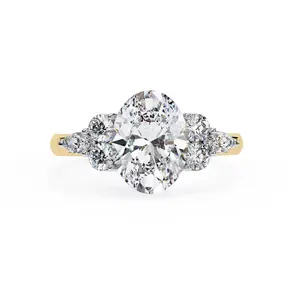 Oval Cut Lab Diamond Three Stone Ring