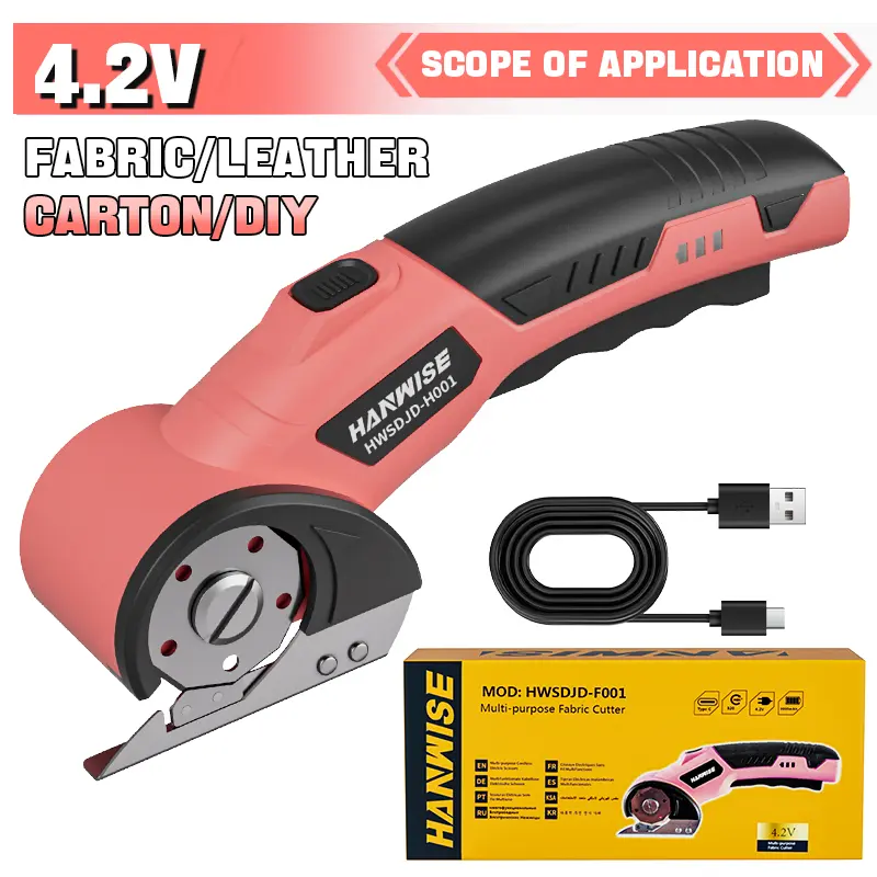 Cordless Electric Scissors Tools and Gadgets - Rechargeable Cardboard Cutter with Safety Lock, LED Light, Rotary Cutting Function for Leather, Carpet - Ideal Christmas Gift