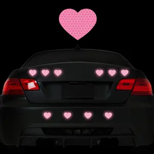 Heart Shaped Reflective Sticker, 10pcs/set Car Bumper Window Sticker, Night Visibility Safety Warning Sticker, Car Decoration Accessories for Car, Truck, Motorcycle, Laptop, Wall