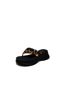 Leopard Print Open Toe Thick Sole Mules, Women's Height-Boosting Platform Sandals, Casual Outdoor Slip-On Shoes, Comfortable Summer Footwear