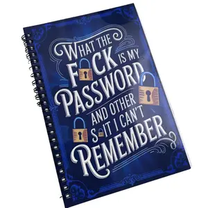 Password Keeper Notebook "WHERE IS MY DAMN PASSWORD" Spiral Bound for Efficient Access & Compact Organization Modern Minimalist Design Gift Ready