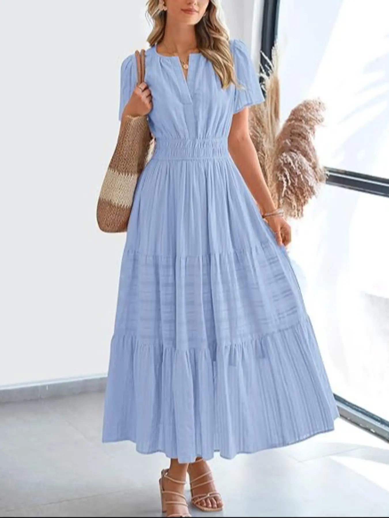 Women's Elegant Chic Formal & Casual Light Long Dress, V-Neck Ruffled Tiered Layered A-Line, Lined, Fitted Style - TikTok Shop Women's Elegant Chic Formal & Casual Light Long Dress, V-Neck Ruffled Tiered Layered A-Line, Lined, Fitted Style - TikTok Shop