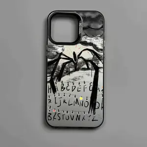 Demogorgon Alphabet Color Silver Phone Case For iPhone 17 Pro Max 16 15 14 13 12 11 Pro Plus Max Color Silver Plated Frame, Shockproof, Horror Art Design | Dark Aesthetic Protective Cover #YJYGCYKGQWY16