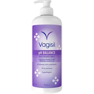 Vagisil Feminine Wash for Intimate Area Hygiene, pH Balance, Gynecologist Tested, Hypoallergenic, 16.9 oz with Pump