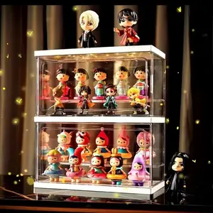 Blind Box Storage Display Shelf, Display Shelf With Transparent Swing Cabinet For Building Blocks & Souvenir & Acrylic Bubble Matt Doll