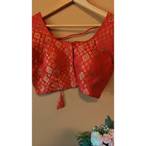 Red Party Wear Designer Banarasi Silk Blouse