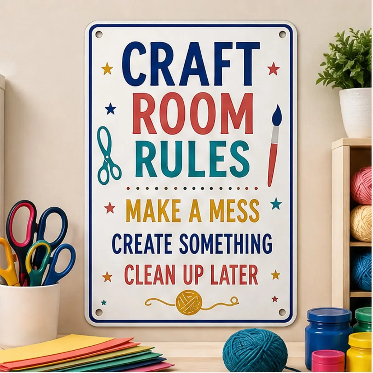 Funny Craft Room Sign - 8" x 12" Creative Hobby Room Wall Decor