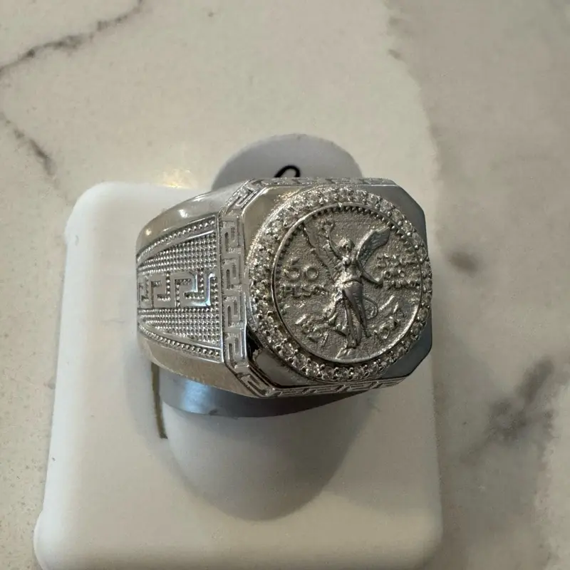 Silver centenario 50 pesos men’s ring