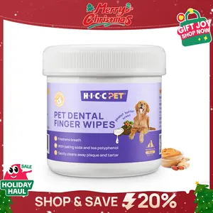 【February Faves】HICC PET Dog and Cat Teeth Cleaning Finger Wipes for Pets:Prevent pet tooth decay and prolong pet life Gentle non-irritating freshens breath whitens gums and strengthens teeth Made with all-natural coconut oil #petlife Cleaner