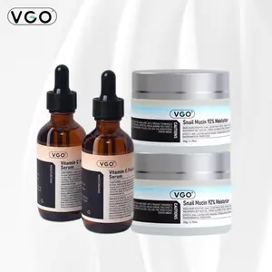 VGO Skincare Duo – Vitamin C Serum and Snail Mucin 92% Gel Cream, Daily Hydration and Moisture Care, Gentle Formula for All Skin Types, Helps Enhance Skin Glow and Smoothness