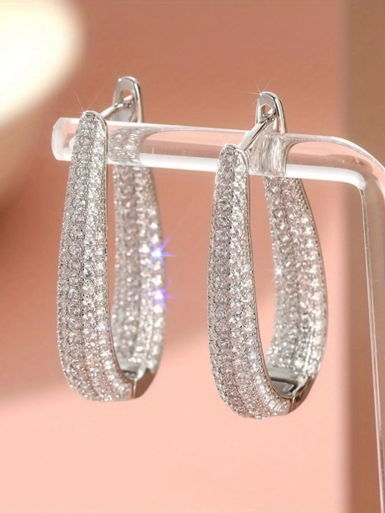 Stylish Sparkling Synthetic Zircon Earrings, Shining Earrings, Fashion Earring, Prom Earrings, Elegant Accessories for Women's Weddings and Parties, Perfect Valentine's Day Gift Jewelry, Artificial Zirconia Earrings