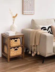 Rattan Scalloped Edge Basket with Built-in Handles - Hand-Woven Design, Versatile Storage Solution