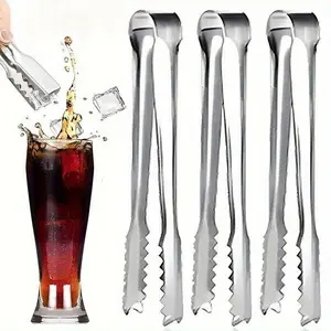 1Pcs Mini Ice Tongs Stainless Steel Clips for Ice Bucket Ice Cube Serving Tongs with Teeth for Cocktails Whiskeys Kitchen Tool