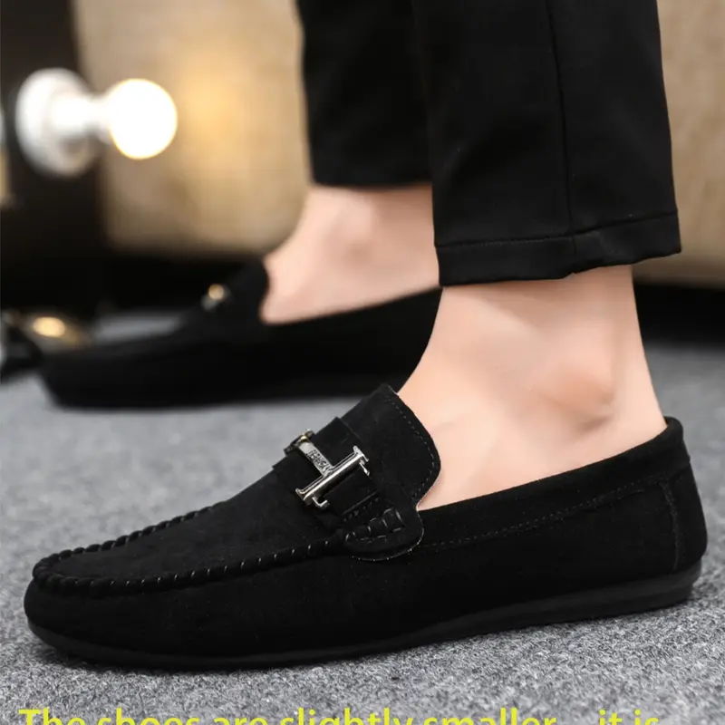 Men's Fashion Business Formal Office Commuting Shoes, Comfortable Soft Rubber Sole Flat Loafers, Lightweight Slip-On Driving Shoes, Casual Canvas Footwear