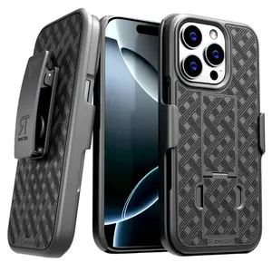 For Apple iPhone 16 Pro Hybrid Belt Clip Holster Combo Case Protective Cover Accessories Protection