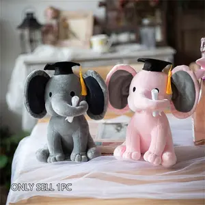 Graduation Doctor Elephant Plush Toy, Pink/Grey, Birthday Gift, Graduation, Back-To-School Gift for Boys Girls, Family Friends