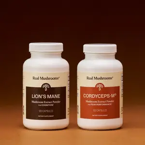 Real Mushrooms Lion's Mane & Cordyceps Bundle | Natural Energy, Focus & Stamina | Energy Duo | 100% Mushrooms, No Fillers