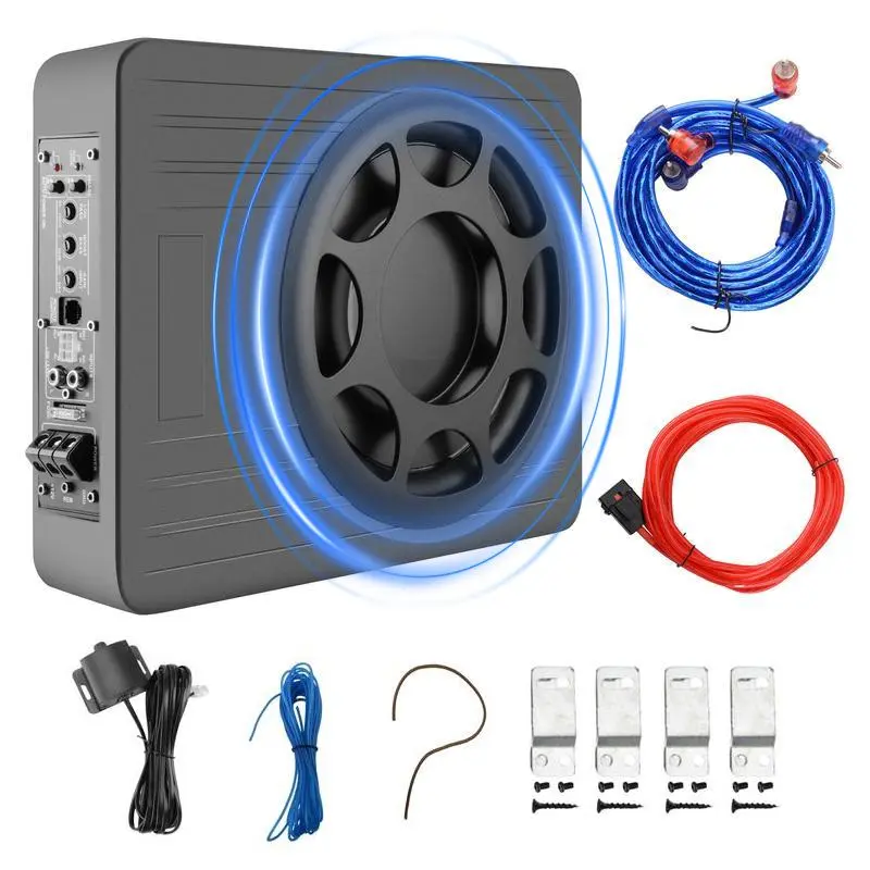 10 inch 1000W Subwoofer for Cars, Slim Under Seat Car Subwoofer Powered, RCA/High Level Input, Bass Boost Control, Phase Switch, Car/Truck Car Audio Subwoofer Sub Built in Amplifier, car acceossories,SummerVibes