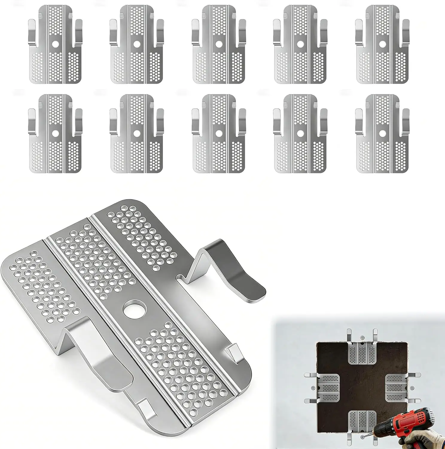 10PCS Drywall Repair Clips, Easy-to-Install 1/2-Inch Drywall Clips Hole Repair Patch Kit for Wall and Sheetrock for Home Renovation