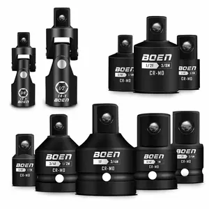 BOEN 10-Piece CR-MO Impact Socket Adapter and Reducer Set,SAE 1/4" 3/8" 1/2" 3/4",Wrench Conversion Kit Socket Reducer with 3/8"&1/2" Universal Joint