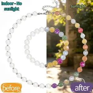 Dopamine Necklace UV Reactive Colorful Rainbow Beaded Necklace Dopamine Jewelry Set Color Changing Mood Necklaces Bracelet Summer Beach Vacation Gift for Women