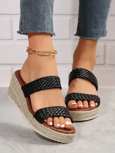 Women's Classic Fashion Casual Elegant Comfortable Beach Sandals, Bohemian Lightweight Open Toe Wedge Thick Sole Woven Rope Shoes