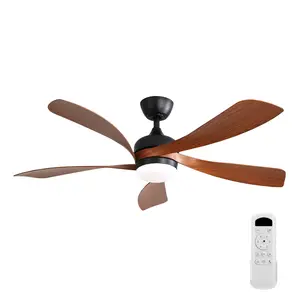 ARCH 52 Inch Ceiling Fan with LED Light and Remote Control, 5 ABS Blades, 3 Color Dimmable, Reversible DC Motor, 6 Speeds, Timer, Quiet for Bedroom Living Room, Black, ABS/Black/White Color Options, ABS Material, Product Weight: 13.23 lb