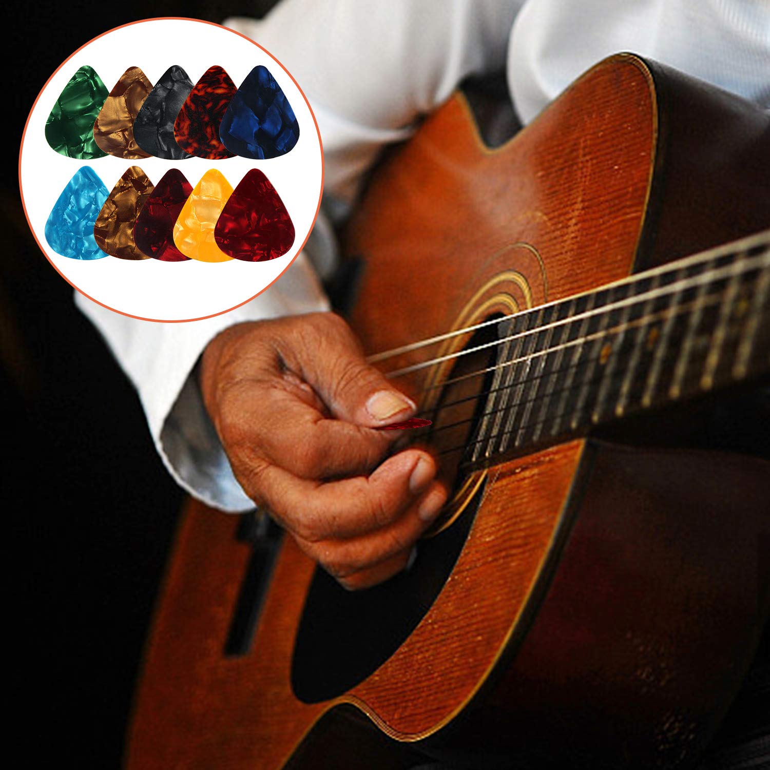 40 Pcs Silicone Guitar Finger Guards, 10 Pcs Guitar Picks Set for Stringed Instruments, Mandolin - 5 Sizes Finger Protection Guitars & Gear Accessories