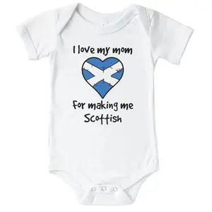 I Love My Mom For Making Me Scottish Funny Cute Scotland Heart Flag Baby Bodysuit