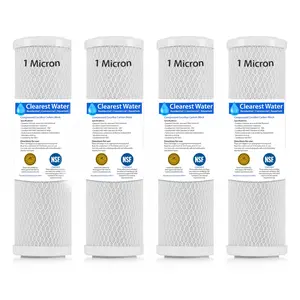 SUPERIOR FILTERS 1 Micron carbon Filter - Whole House Water Filter Cartridge - High-performance 10-inch Replacement - Compatible with All Whole House Water Filter System - 10 X 2.5-4 Pack