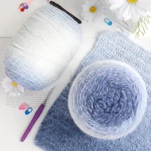 2/4pcs of 200g/7Oz skeins of multicolored gradient yarn, 71% Acrylic, 29% Nylon. This soft, skin-friendly, and comfortable yarn is perfect for knitting sweaters, blankets, shawls, and everyday handmade gifts