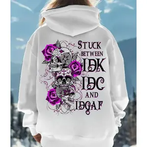 Purple Roses Bad Girl Attitude Sweatshirt Skull Hoodie