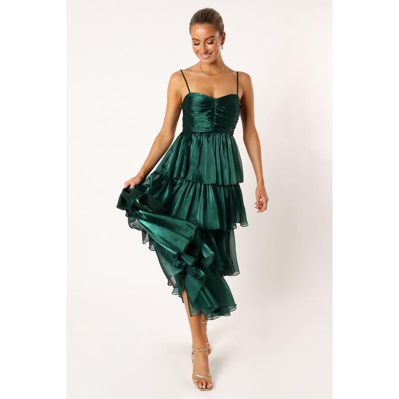 Jace Tiered Maxi Dress - Shimmer Emerald