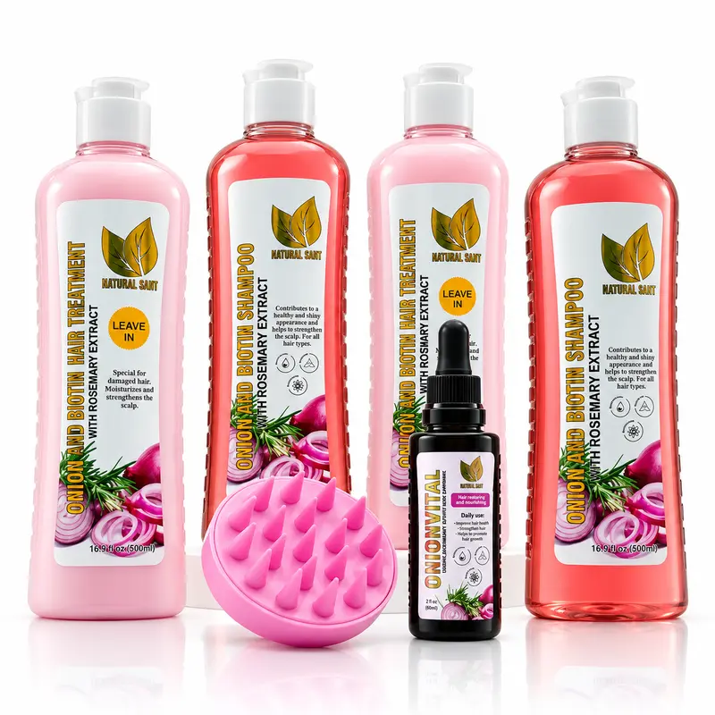 Natural Sant - 2 Onion, Rosemary and Biotin sets + Onionvital Serum KIT + FREE SCALP MASSAGER