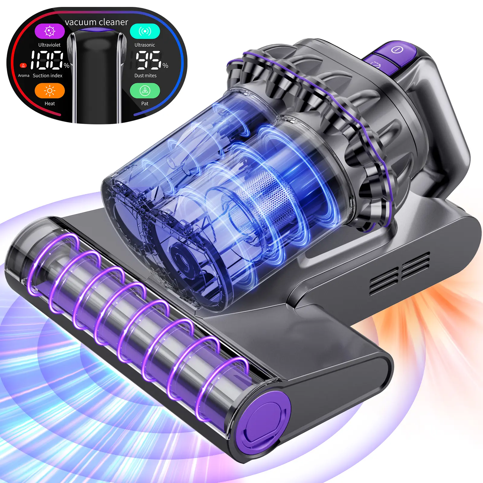 V VOCESOR Mattress Vacuum Cleaner, 16KPa Suction UV‑C Light & Heating, HEPA Filter Handheld Bed Vacuum for Dust Mites, Allergens and Pet Hair, Deep Clean Sofa & Upholstered Furniture SummerFinds