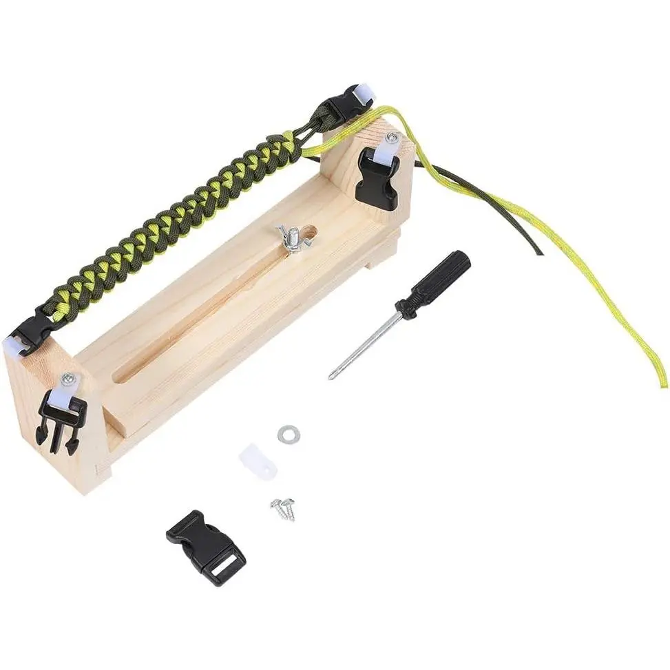 Adjustable Length Paracord Jig Bracelet Maker Wooden Frame-Paracord Braiding Weaving Craft Tool Kit, Wristband Maker