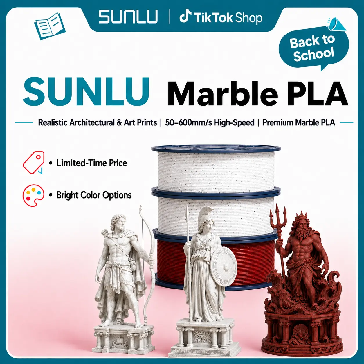High Speed PLA Marble 3D Printer Filament 1KG - Ashen Concrete, Brick Red, Forest Green, Shadow Storm, Oreo, Chestnut Brown 4257 tiktokshopbacktoschool,back to school,back to school haul