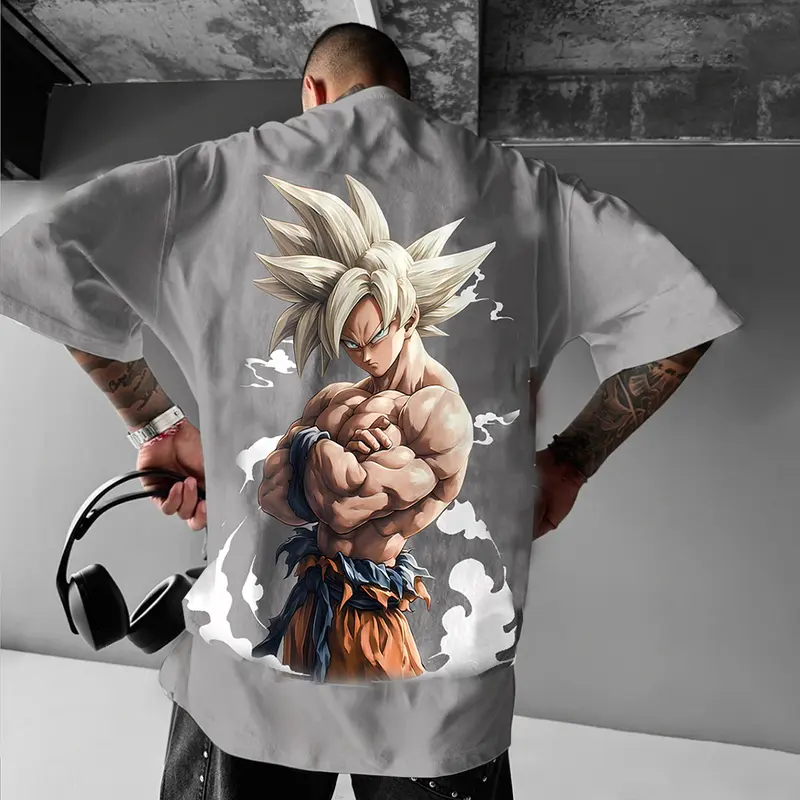 80s 90s Oversized Dragonball Goku saiyan streetwear singlet muscle cotton outfits men summer graphic t-shirts men's graphic tees Fits vacation outfits Anime gifts