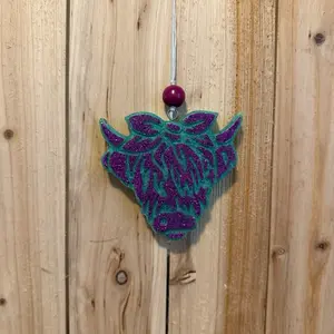 Highland Cow Glitter Air Freshener Freshie with Bead for Car & Home Decor Any Color Any Smell