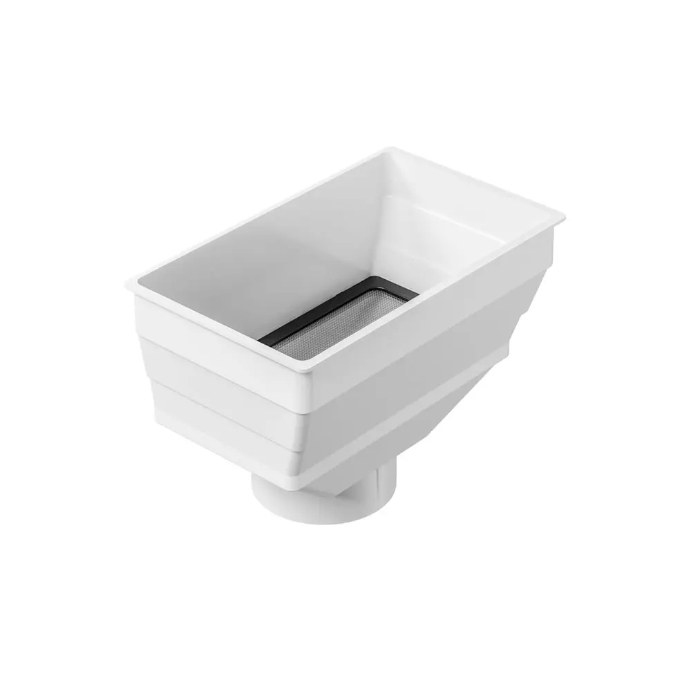 Rain Harvesting RHLC101 Plastic UV-Resistant Bucket-Style Rain Head, 3 in.-4 in. Size, Rectangular Leaf Catcher for Home Gutters & Easy-to-Reach Places, Prevents Leaves & Debris