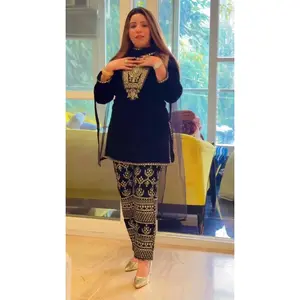 Velvet salwar suit : blue Velvet salwar suit : blue